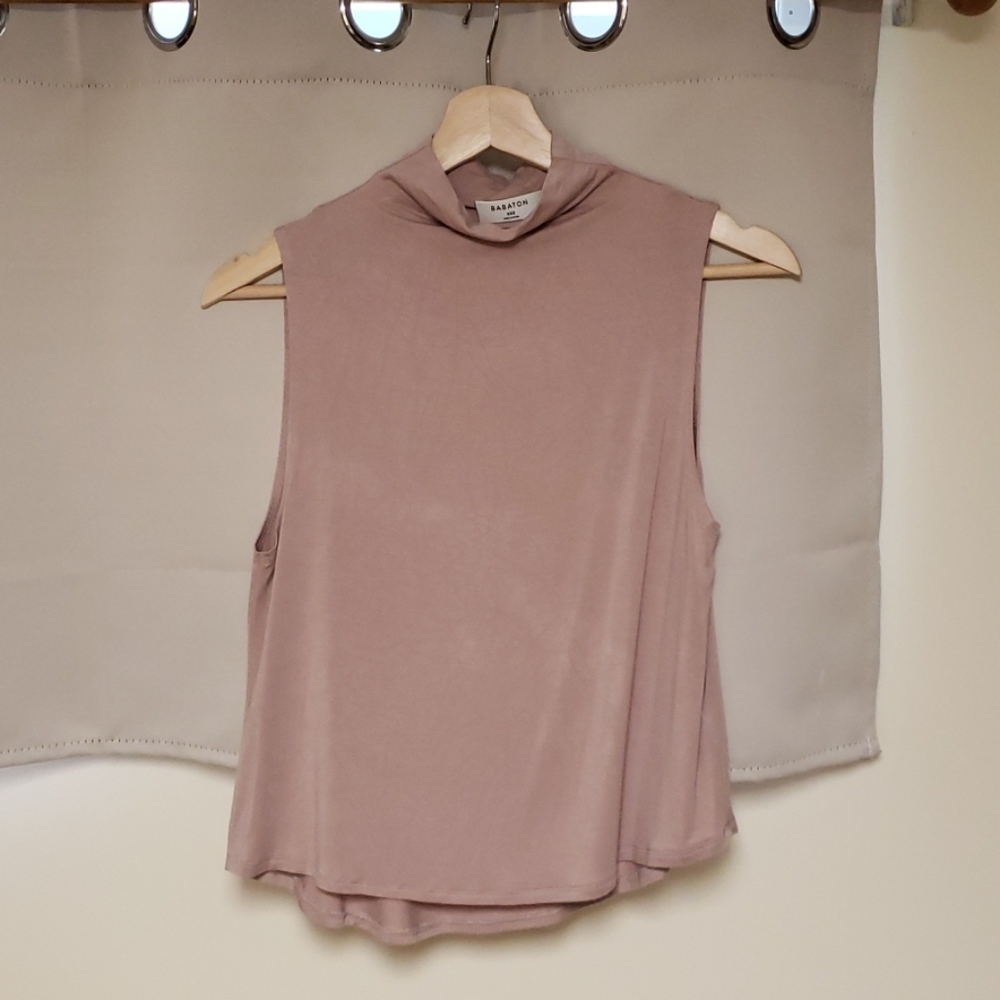 Aritzia Pink Sleeveless Mockneck Turtleneck